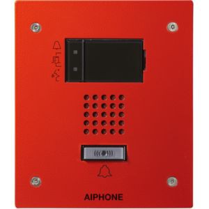 Platine audio encastrée AV 1BP IP inox façade rouge (200903)