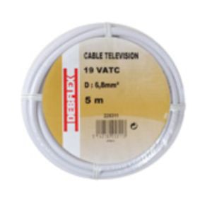 Câble TV coaxial Debflex 17 VATC bobine 5m cable tv 17 vatc blanc