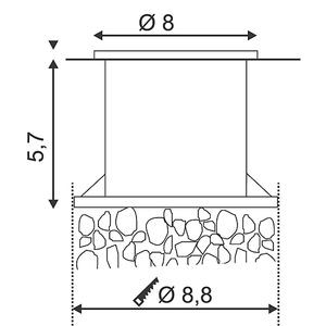 DASAR FLAT LED AVEC LED BLANCHES, POT D'ENCASTR., COLLERETTE INOX