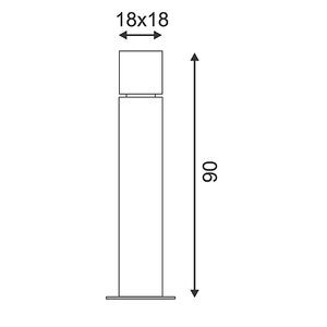 POLE 90 CARREE, ALU BROSSE