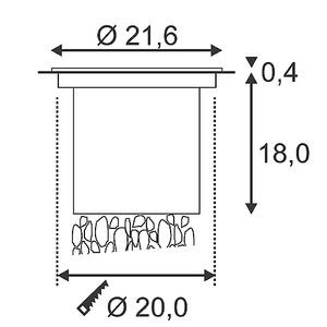 DASAR MODULE LED, ENCASTRE DE SOL, ROND, INOX 316, POUR MODULE FORTIMO