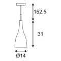 Soprana solid pd-4 suspension. diffuseur cône béton. e27 max. 25w