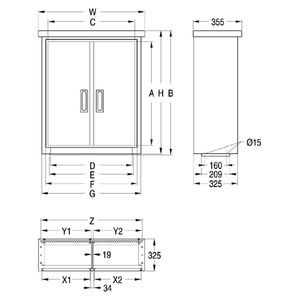 RVS Armoire de trottoir en inox RVN32S3 ZZ, 2 compartiments