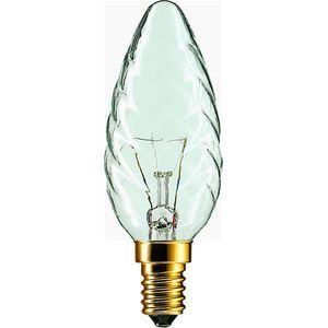 Lampe à incandescence, déco flamme torsadée claire, finition claire,  25w, classe énergétique e