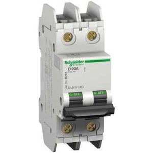 Schneider Electric Multi9 - C60N Ul489 - Disjoncteur Modulaire - 2 Pôles - 1 A - Courbe D