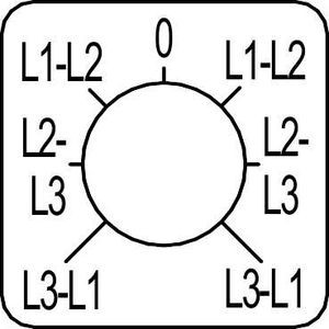 Schneider Electric Étiquette pour Commutateur à Came L3L1 à L1L2 0 L1L2 à L3L1 45 X 45 Mm