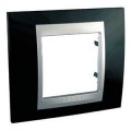 Schneider Unica Top Noir Rhodium liseré Alu plaque de finition 1 poste 2 modules