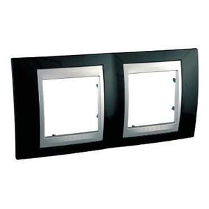 Schneider Unica Top Noir Rhodium liseré Alu plaque de finition 2 postes 2x2 modules