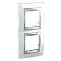 Schneider Unica Top Blanc Technoliseré Alu plaque de finition 2 postes 2x2 mod.vert.71mm