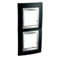 Schneider Unica Top Noir Rhodium liseré Alu plaque de finition 2 postes 2x2 mod.vert.71mm