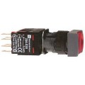 boutonpoussoir lumineux rouge diam 16 à accrochage affleurant 24 V 1O plus 1F