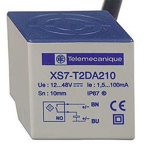 détecteur inductif XS7 - cubique forme C - Sn 15 mm - noyable - câble 2m