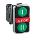 Harmony tête de bt-pous Ø22- verte + verte + rouge I II STOP IP66, IP69 K