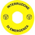 Harmony étiquette circulaire Ø90mm jaune logo EN13850 INTERRUZIONE DI EMERGENZA