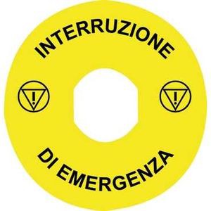Harmony étiquette circulaire Ø60mm jaune logo EN13850 INTERRUZIONE DI EMERGENZA