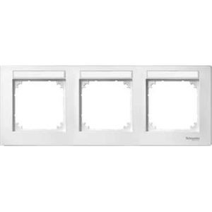 Plaque finition triple M-Plan, avec porte-étiquette, montage horizontal, blanc