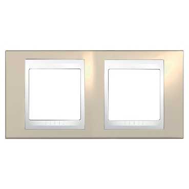 Schneider Unica Sable liseré Blanc plaque de finition 2 poste horizontal 4 modules