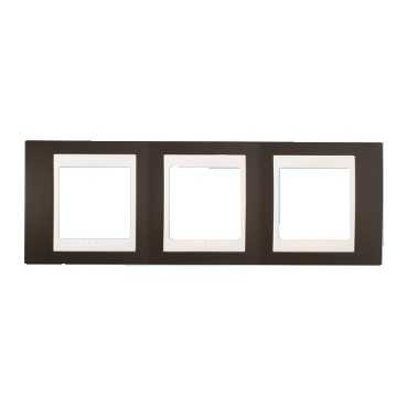 Schneider Unica Cacao liseré Blanc plaque de finition 3 postes horizontal 71mm 6modules