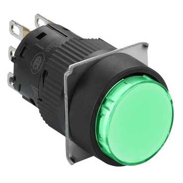 Boutonpoussoir lumineux vert diam 16 à impulsion affleurant 12 v 1of