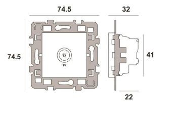 Prise TV Casual Debflex + cache blanc + support métal blanc brillant