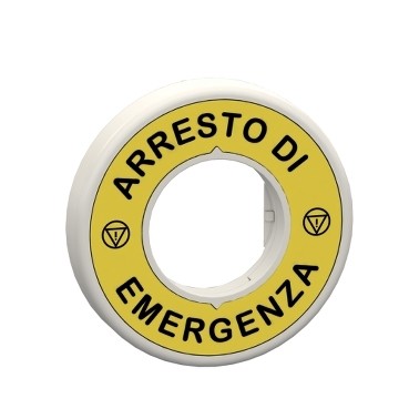 Harmony - étiquette lum rouge Ø60 - arresto di emergenzia - fond jaune - 120v