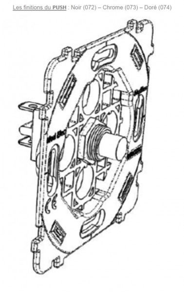 Mécanisme simple Doré 3 PUSH alignes h (074-149G)