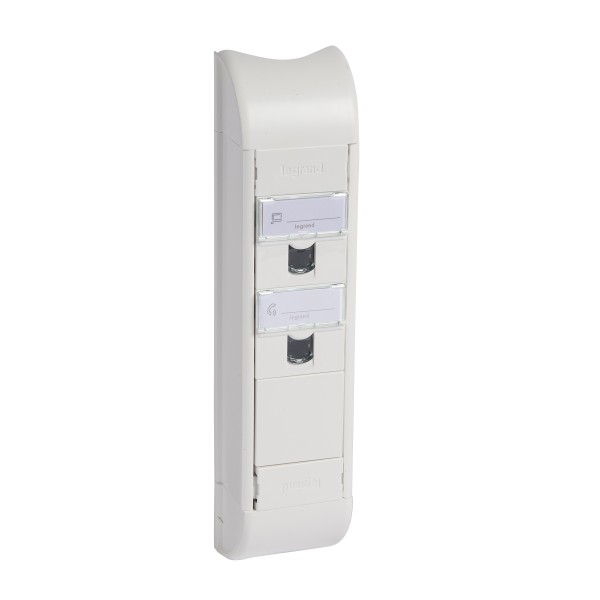 Bloc-colonne - 2xRJ45 Cat.6 FTP 90° + 1 obturateur 2 mod - blanc