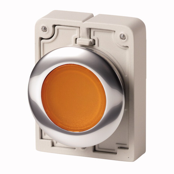 Bouton poussoir lumineux, 30mm, flush, à accroch orange, sans inscription (M30C-FDRL-A)