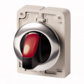 Commut rotatif lumineux, 30mm, à manette, rouge, 3 positions, à rappel  (M30C-FWLK3-R)