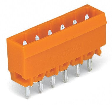Connecteur mâle pas 5,08 mm / 10 pôles / droit 1.2x1.2 / orange