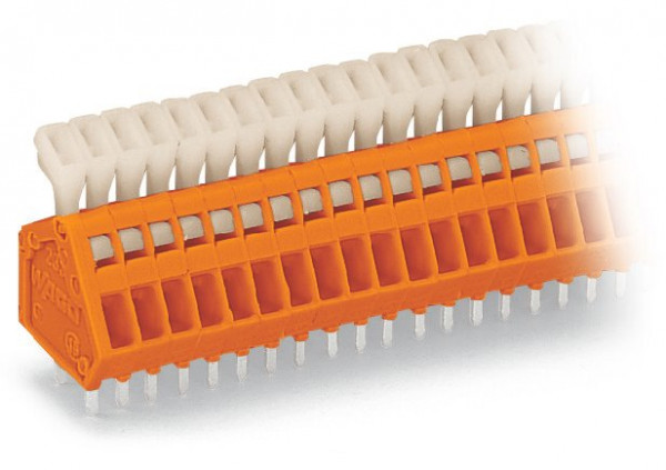 Barrette à bornes ci pas 2,54 mm 9 pôles avec poussoir, orange