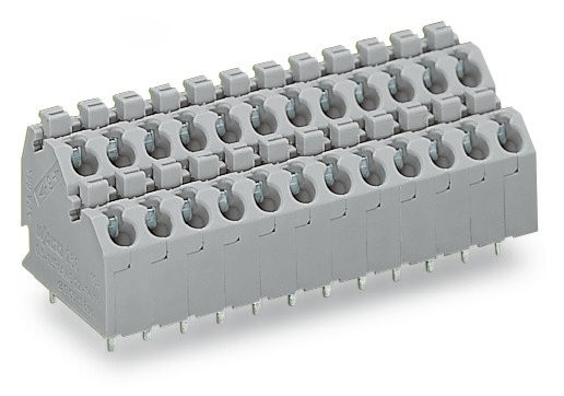 Borne pour circuits imprimés 2 étages bouton-poussoir 1,5mm² pas 5mm 8 pôles, ve