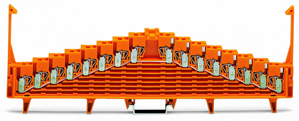 Borne équipotentielle à 8 niveaux orange, pour rail ts35x7.5, avec crochet