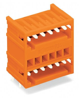 Connecteur mâle à deux étages tht 1.0 x 1.0 mm solder pin coudé, orange