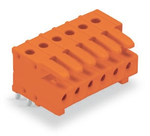 Connecteur femelle tht 0.9 x 0.9 mm solder pin coudé, orange