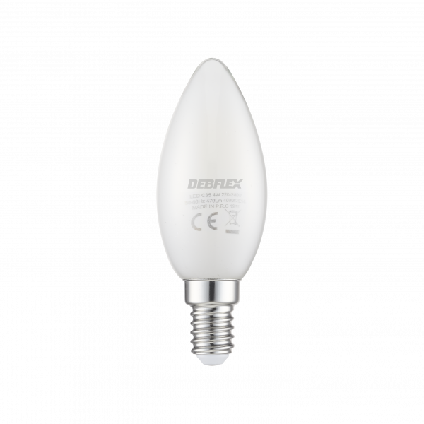 Ampoule c35 filament verre blanc e14 4w 4000k 470lm