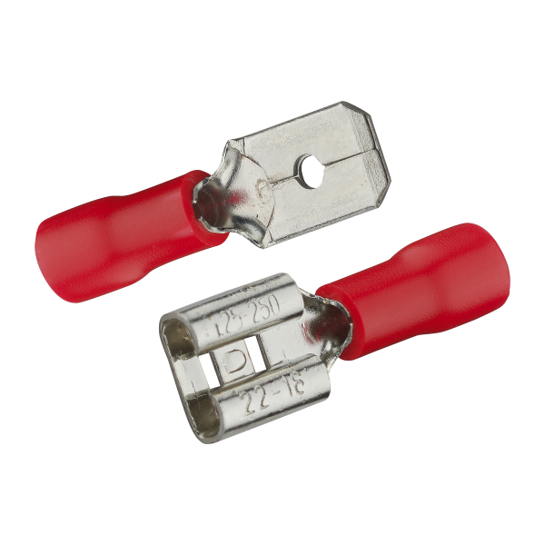 Clips male et femelle isole 6.3x0.8 mm rouge sachet de 20 (10m+10f)