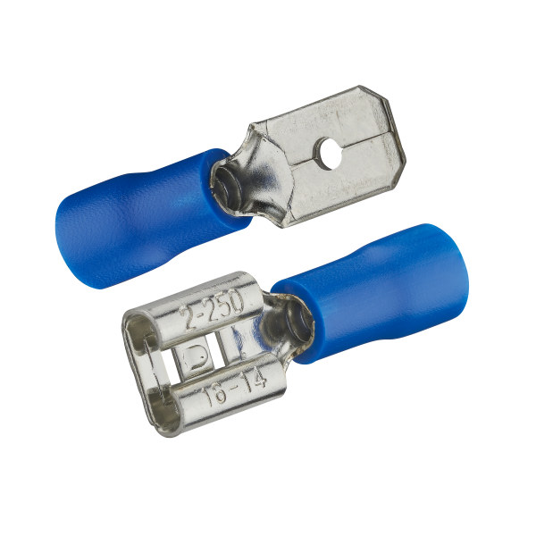 Clips male et femelle isole 6.3x0.8 mm bleu sachet de 20 (10m+10f)