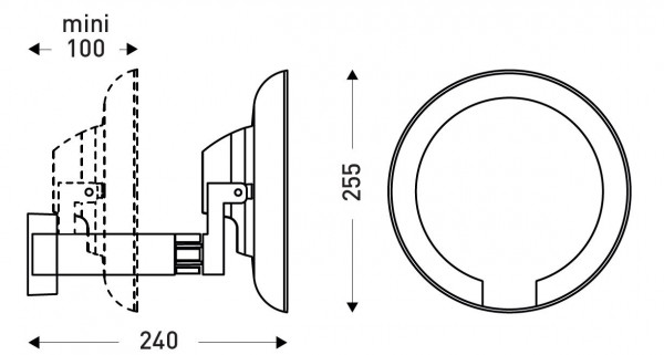 Miroir cosmos lumineux chromé bras plat