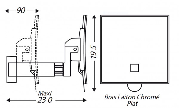 Miroir eclips carré simple bras plat