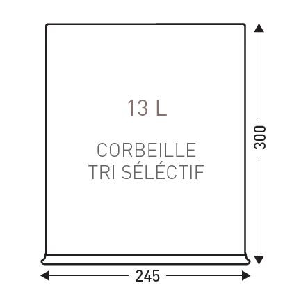 Corbeille inox brossé 13l 3 bacs noirs