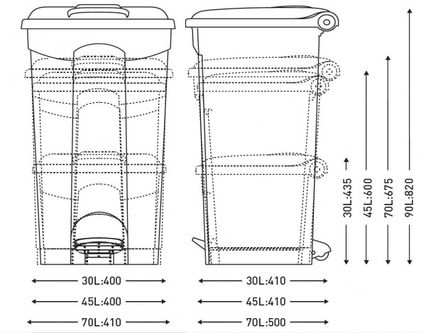 Container 45l blanc couvercle blanc