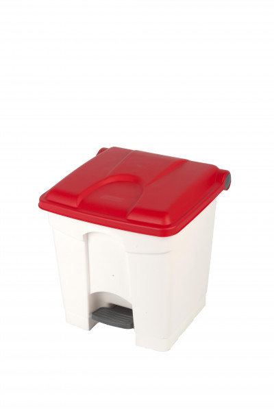 Container 30l blanc couvercle rouge