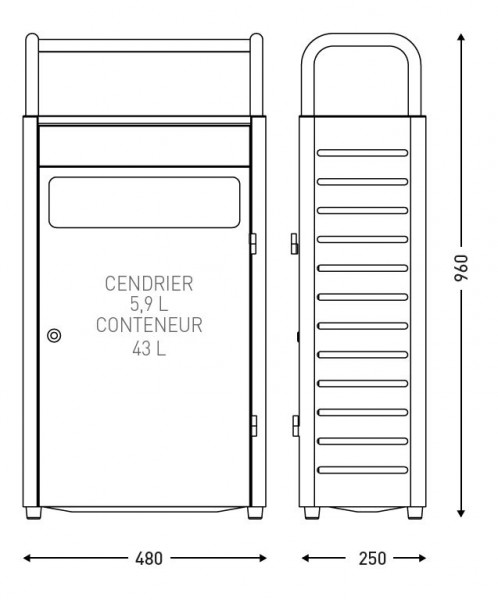 Cendrier 5,9l + conteneur 43l