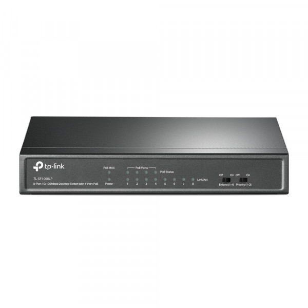 Switch poe special videosurveillance 8 port 10/100 dont 4 poe 15,6w tl-sf1008lp