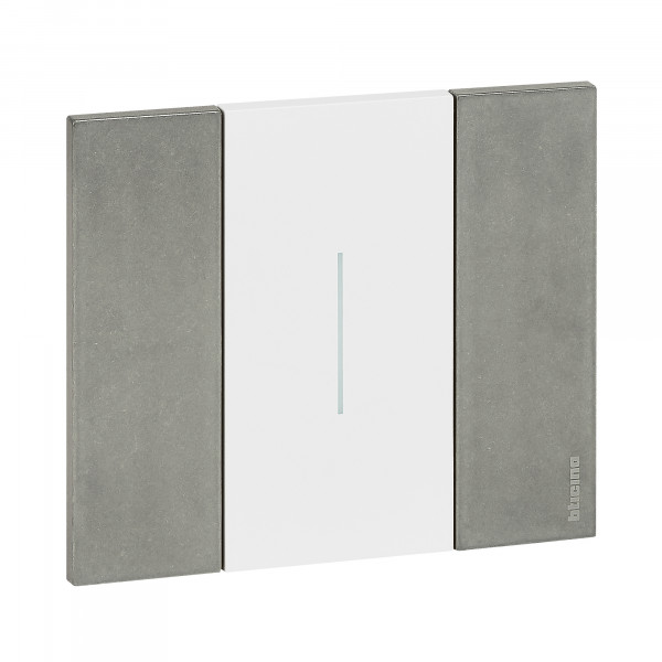 Plaque de finition Living Now Collection Les Blancs matière zamak 2 modules - finition Acier Moon