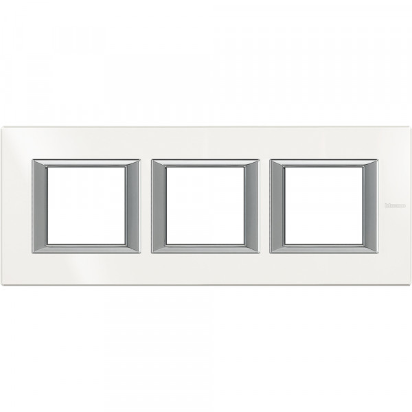 Plaque Axolute Bticino Aluminium blanc - 3 x 2 modules entraxe 71 H