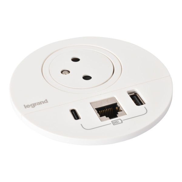 Disq80 incara 2p+t + usb a+c + rj45 + cordon connecteur wieland - blanc