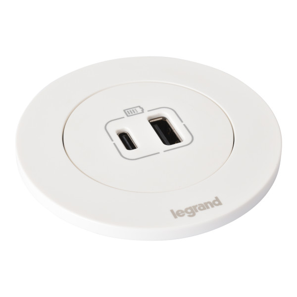 Disq60 incara chargeur usb a+c et cordon avec connecteur wieland - blanc