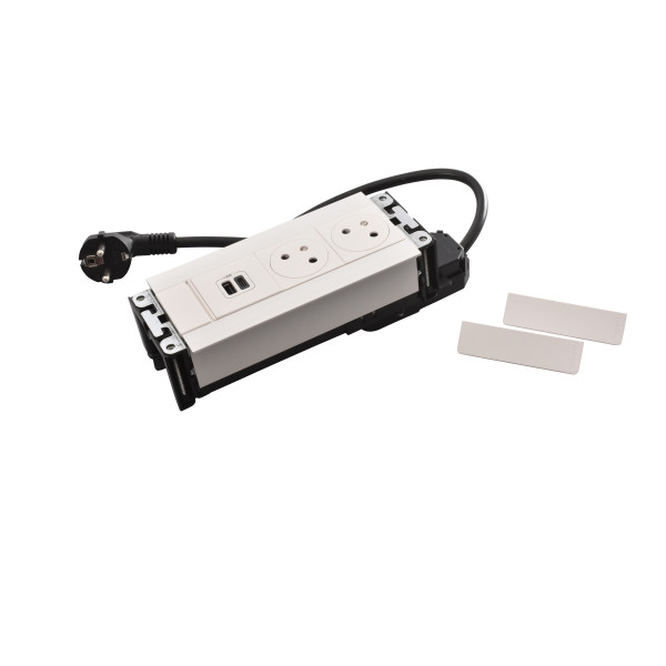 Multilink incara horizontal pour mobilier 2x2p+t + usb a+c - blanc